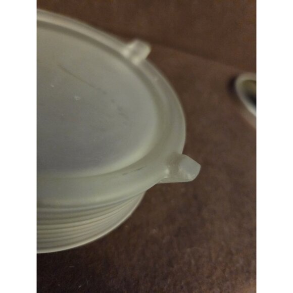 Vintage Art Deco Frosted Glass Footed Vanity Powder Jar - Picture 11 of 16